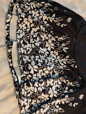 Black & White Floral Halter Swim Top